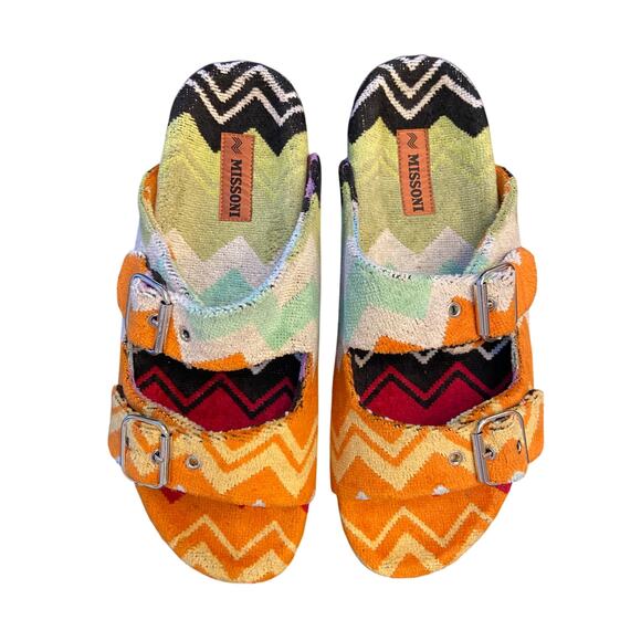 Missoni Sandals Double Zigzag Slide Buckle Strap Italy Vacation Summer Boho US12 main image 9